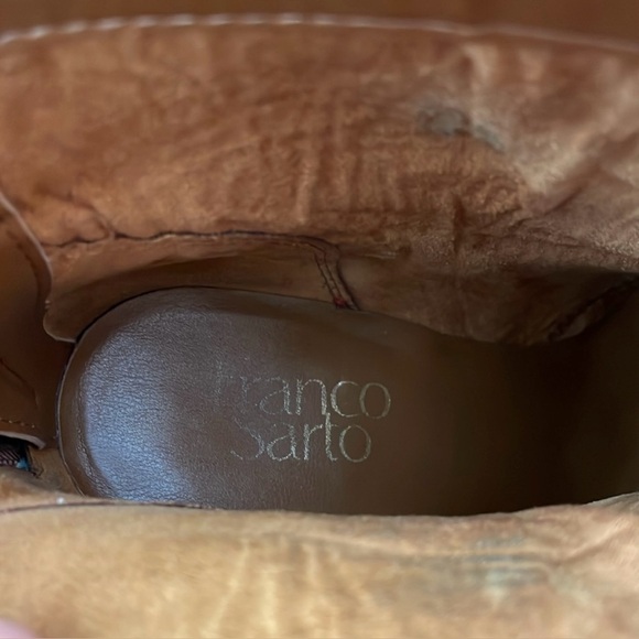 Franco Sarto Brown Leather Western Chunky Heel Ankle Boots - Picture 9 of 14